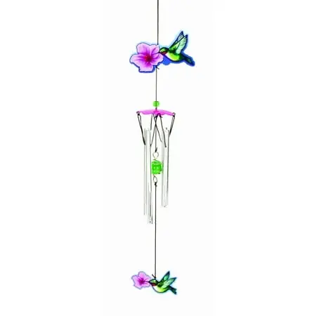 Hummingbird Glass Wind Chime - Colorful Decorative Outdoor Art