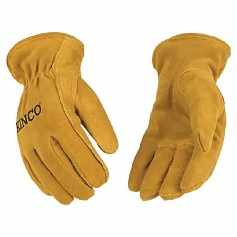 Golden Full Suede Cowhide Gloves, Youth M