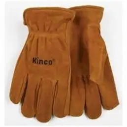 Full Suede Leather Cowhide Gloves, Golden, Men‘s M