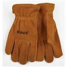 Full Suede Leather Cowhide Gloves, Golden, Men‘s L