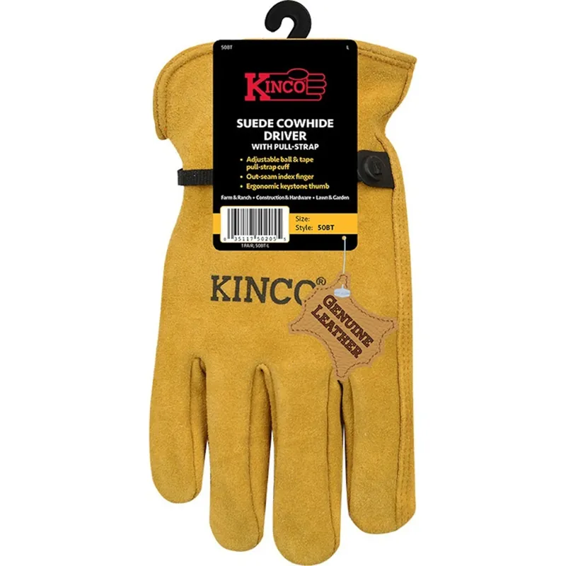Men‘s Indoor/outdoor Driver Gloves Gold Suede Cowhide Xl Model 50bt-xl