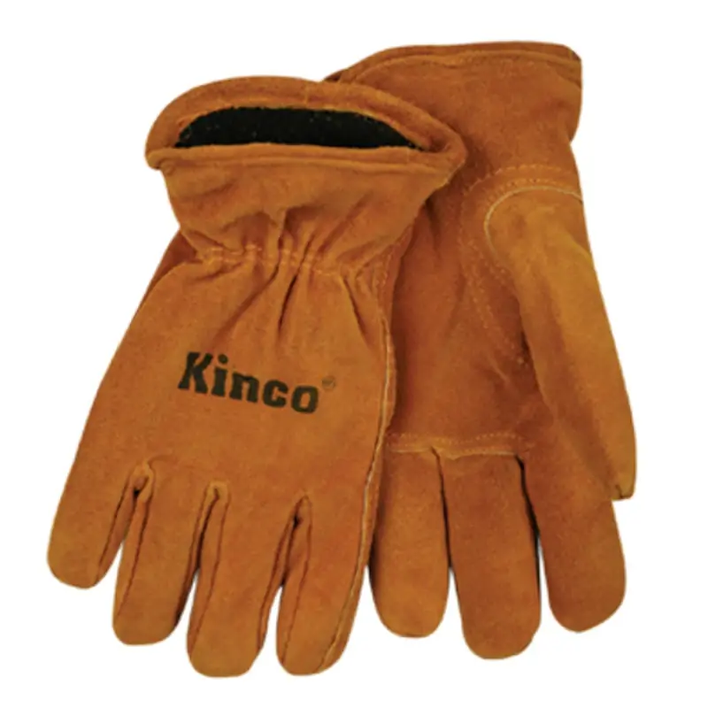 Kinco Men‘s Outdoor Cowhide Leather Driver Work Gloves Gold Youth 1 Pair