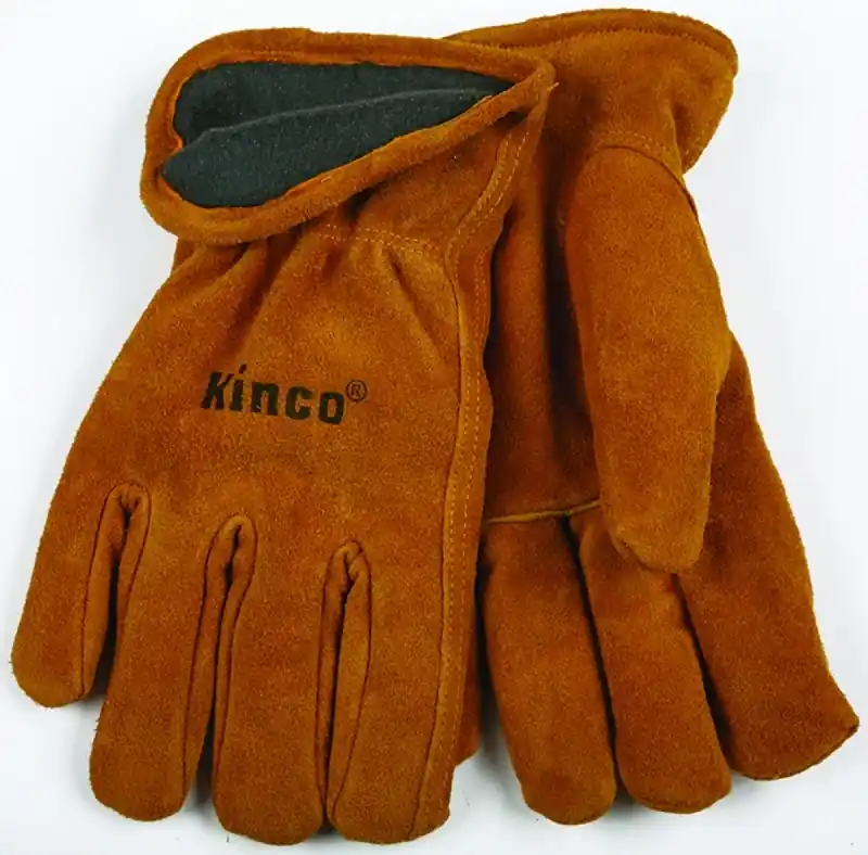 Lined Cowhide Leather Gloves, Large