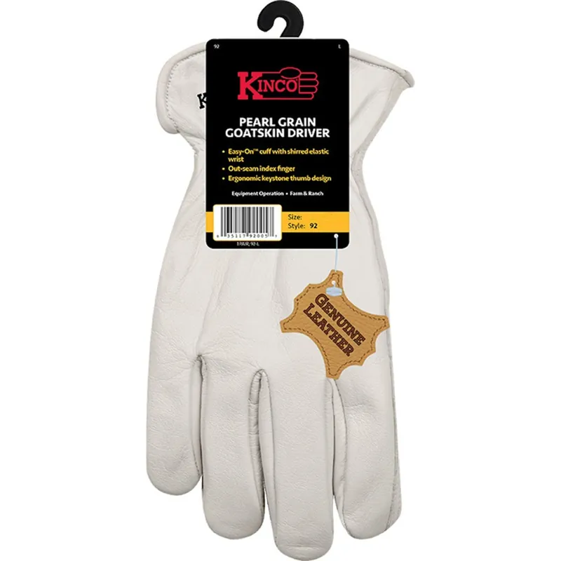 Full Grain Goatskin Gloves, Pearl Color, Men‘s L