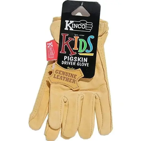 94-c Grain Pigskin Leather Work Gloves For Kids, Ages 3-6, Soft & Durable