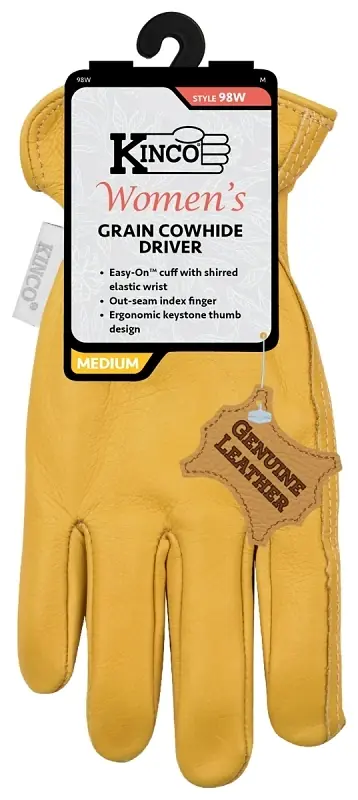 Women‘s Medium Tan Cowhide Driver Work Glove With Keystone Thumb