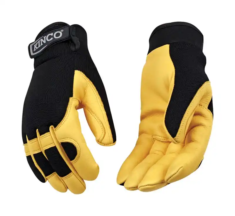 Kinco Men‘s Indoor/outdoor Deerskin Leather Driver Gloves Black/yellow M 1 Pk