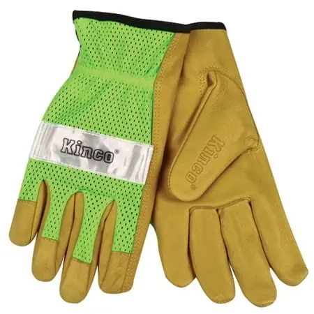 Hi-visibility Pigskin Leather Gloves, Green, Small, Model 908s