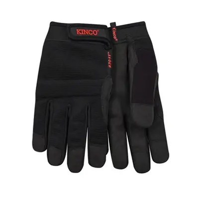 Pro Work Gloves, Poly Spandex, Synthetic Suede, Black, Men‘s S