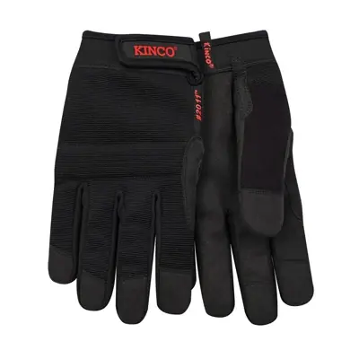 Pro Work Gloves, Poly Spandex, Synthetic Suede, Black, Men‘s Xl