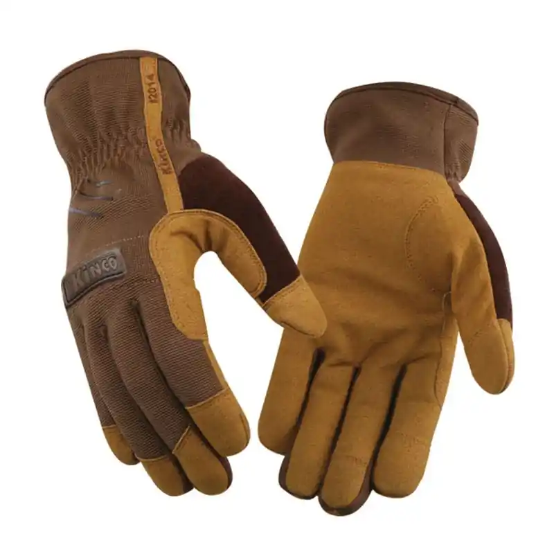 Synthetic Work Gloves, Thermal Lined, Brown, Men‘s M