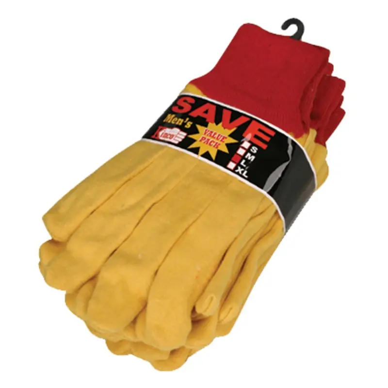 Kinco Men‘s Indoor/outdoor Knit Knit Wrist Chore Gloves Red/yellow L 5 Pair