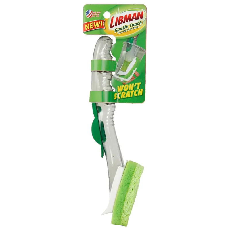 Natural Cellulose 7 In. Soap Dispensing Brush With Pvc Handle
