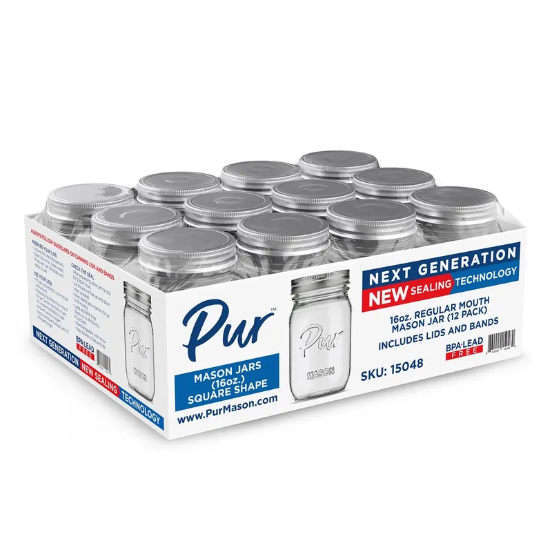 Anchor Hocking Tecnocap Regular Mouth Canning Jar 16 Oz 12 Pk