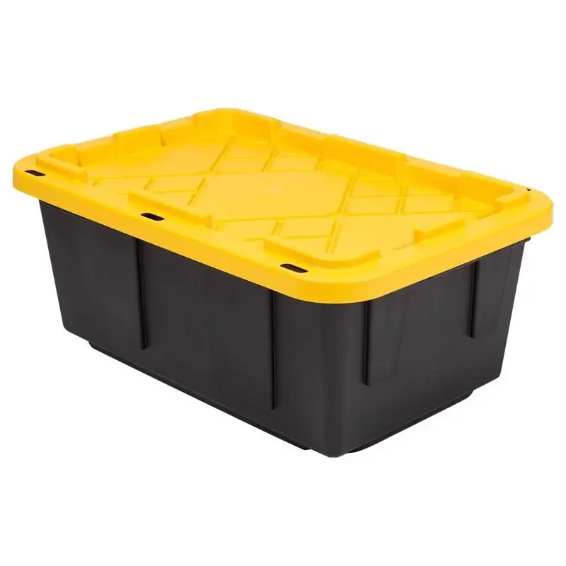 15 Gallon Black/yellow Snap Lock Stackable Storage Box With Lid