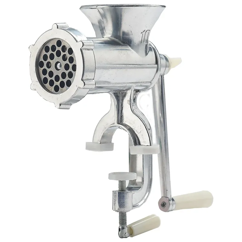 Brushed Silver 6 Lb Meat Grinder Model 1384 - Aluminum Housing
