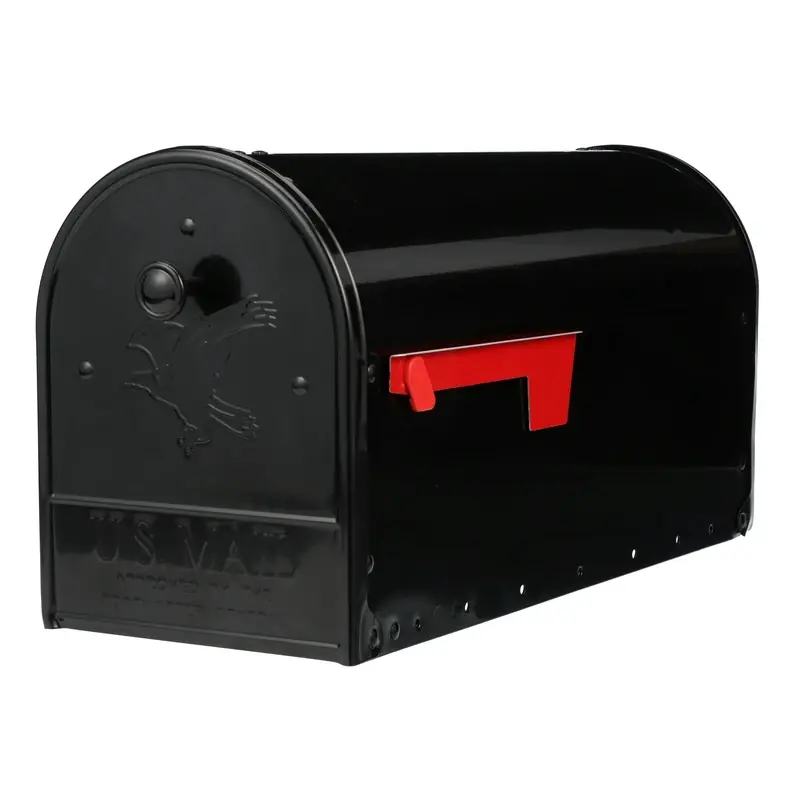 Outback Post-mount Mailbox, Double Doors, Large, Black Steel