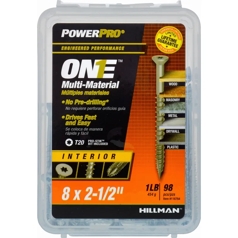 Power Pro No. 8 Ga. X 2-1/2 In. L Star Flat Head Coarse Multi-material Screws