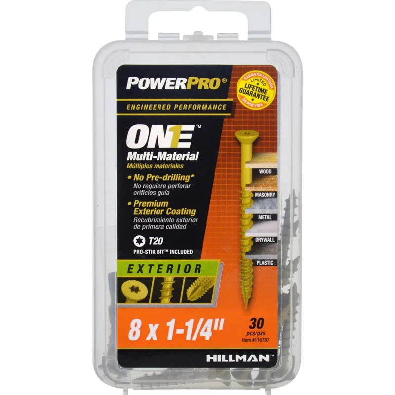 Power Pro No. 8 Ga. X 1-1/4 In. L Star Flat Head Coarse Multi-material Screws