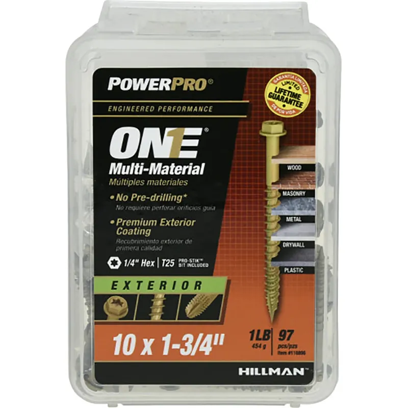 Power Pro No. 10 Ga. X 1-3/4 In. L Star Hex Washer Head Coarse Multi-material Screws