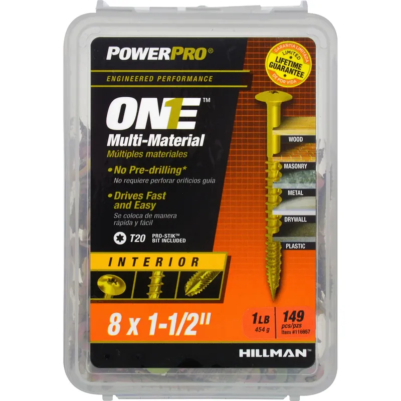 Power Pro No. 8 Ga. X 1-1/2 In. L Star Wafer Head Coarse Multi-material Screws