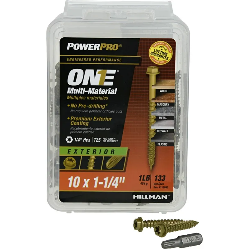 Power Pro No. 10 Ga. X 1-1/4 In. L Star Hex Washer Head Coarse Multi-material Screws