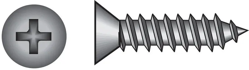 No. 8 In. X 5/8 In. L Phillips Flat Head Sheet Metal Screws 100 Pk
