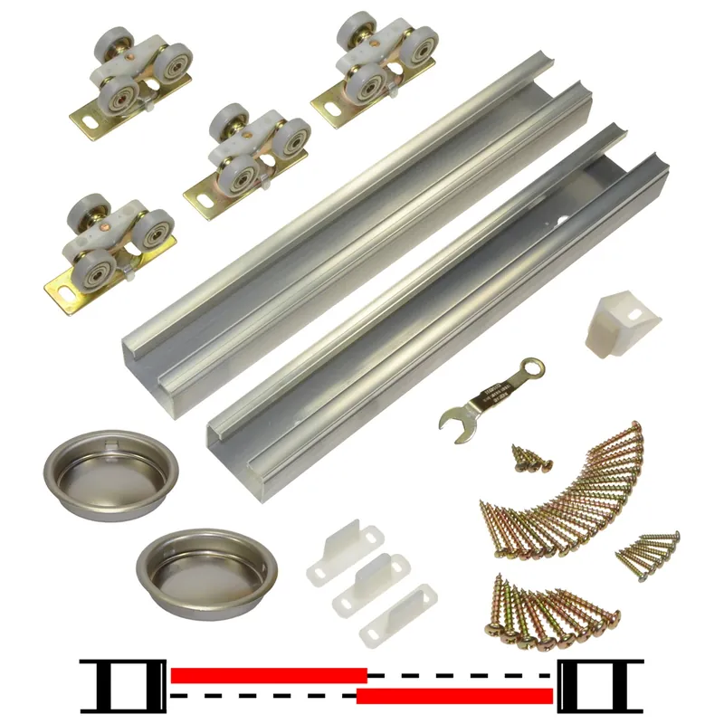 48 In. L Aluminum By-pass Door Hardware Set 10 Pk