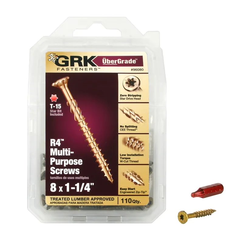 No. 8 In. X 1-1/4 In. L Star Flat Head W-cut Multi-purpose Screws