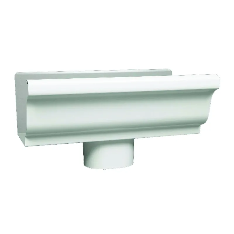 5.5 In. W X 10.5 In. L White Aluminum K Style Gutter End With Drop Outlet