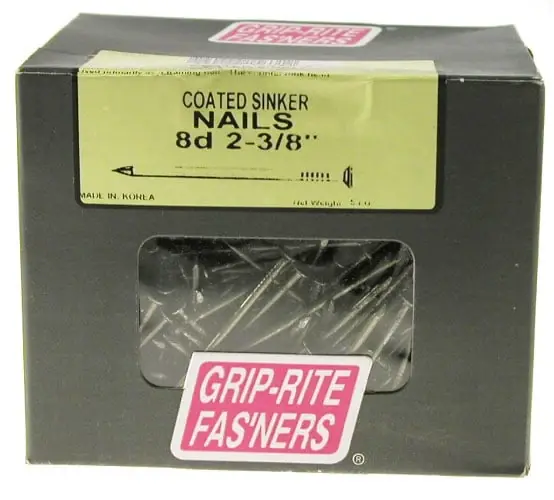 8d 2-3/8 In. Coated Steel Sinker Nails - 5 Lb Box