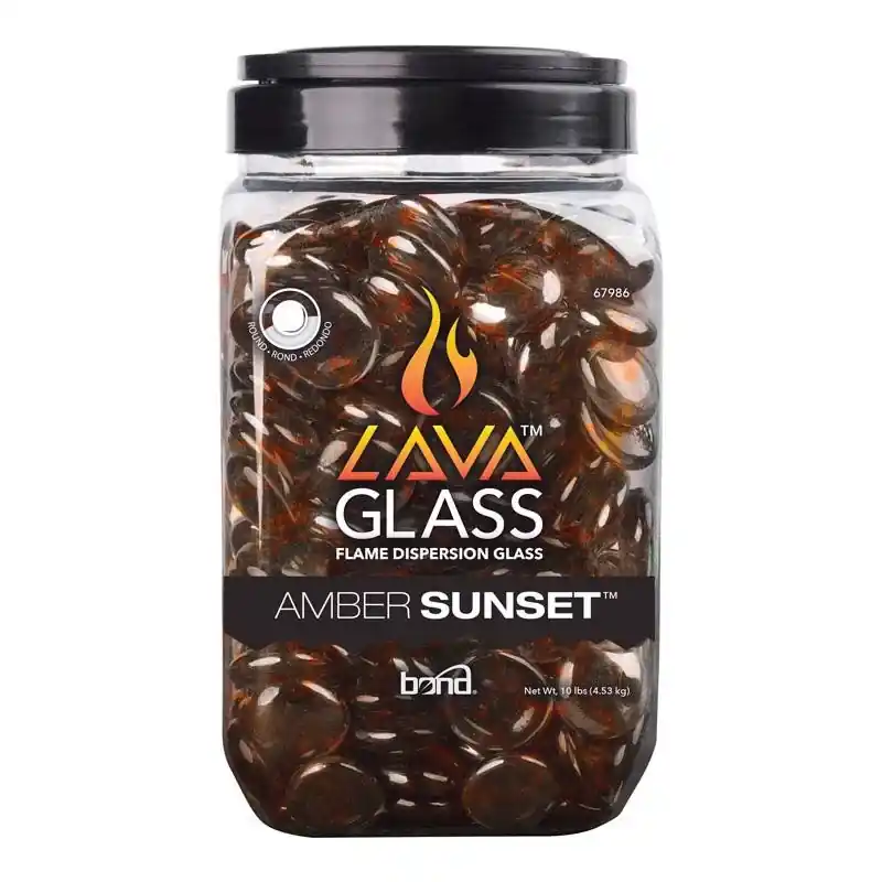 Fire Pit Lava Glass, Round, Amber Sunset, 1.10 - 1.18-in.