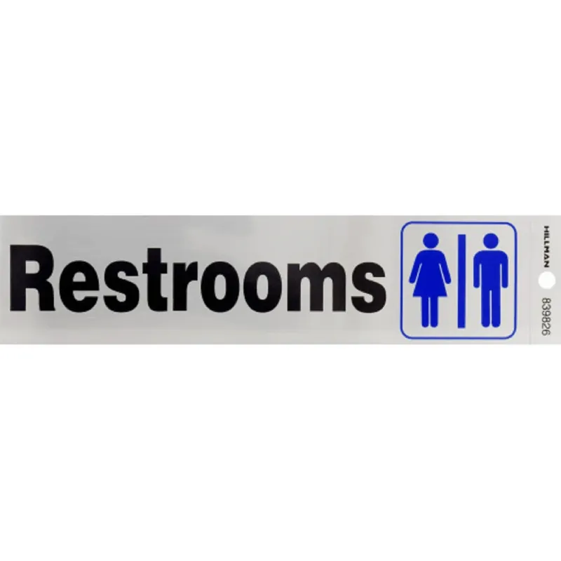 Adhesive Restrooms Sign, 2 X 8-in.