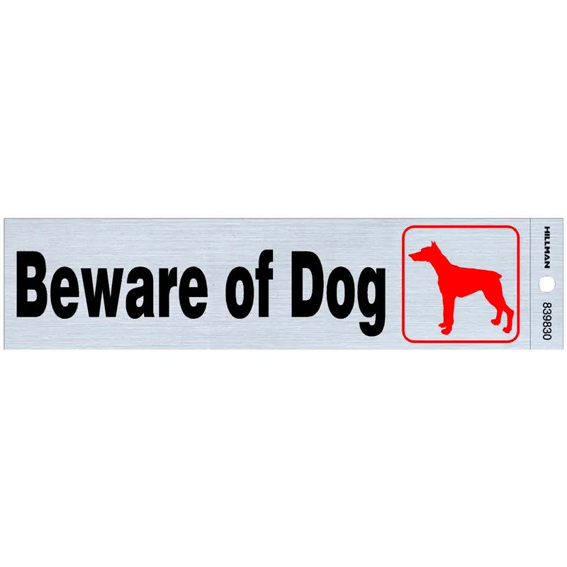 Adhesive Beware Of Dog Sign, 2 X 8-in.