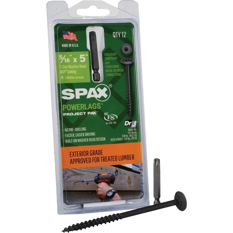 Powerlag 5/16 In. In. X 5 In. L T-30 Washer Head Serrated Structural Screws