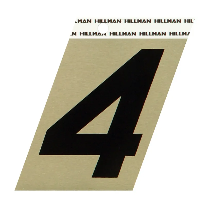 3 In. Reflective Black Aluminum Self-adhesive Number 4 1 Pc