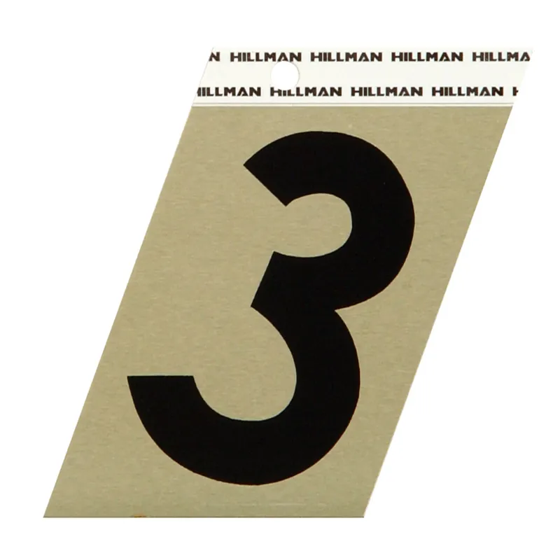 3 In. Reflective Black Vinyl Self-adhesive Number 3 1 Pc