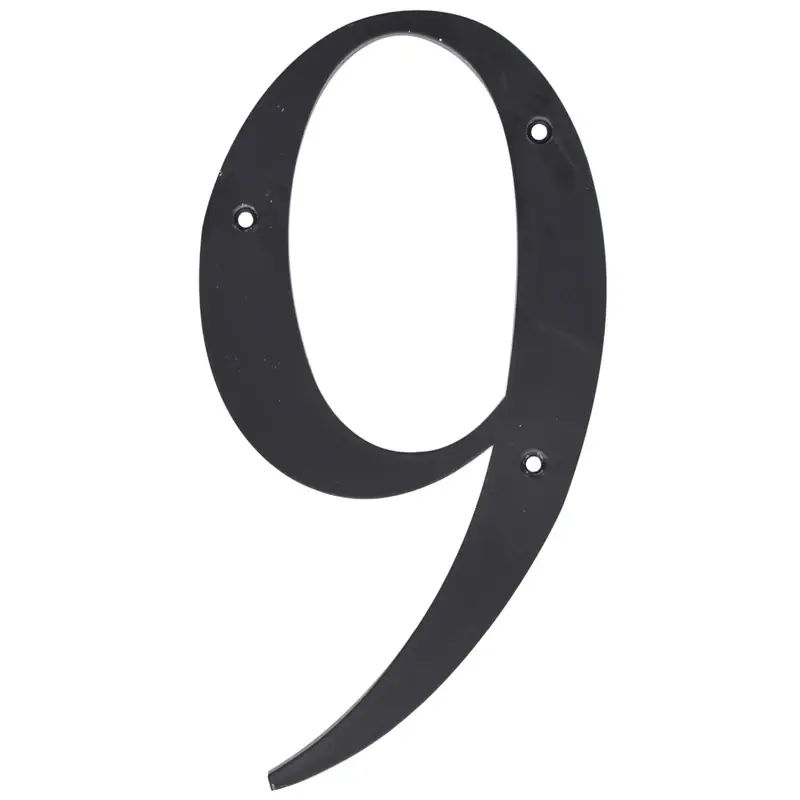 6 In. Reflective Black Plastic Nail-on Number 9 1 Pc