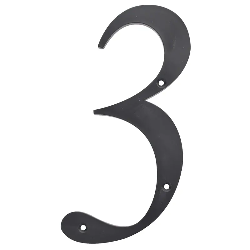 6 In. Reflective Black Plastic Nail-on Number 3 1 Pc