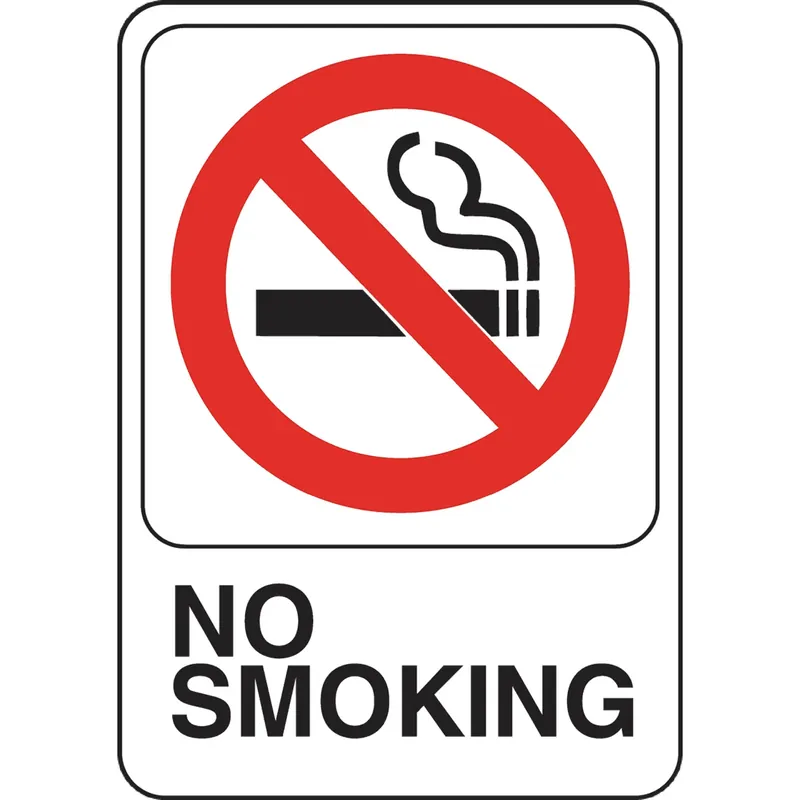 English White No Smoking Sign 5 In. H X 7 In. W Vinyl