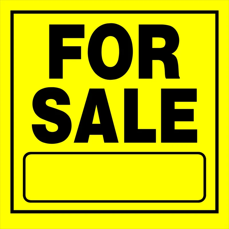 For Sale Sign, Yellow And Black, 11 X 11-in.