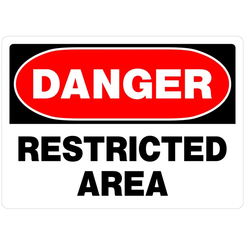 English White Danger Restricted Area Sign 10 In. H X 14 In. W Aluminum