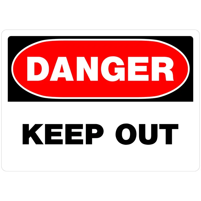 English White Danger Sign 10 In. H X 14 In. W Aluminum