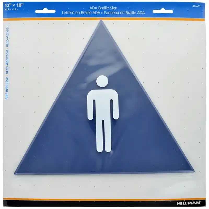 Men‘s Restroom Sign, California Ada Compliant Triangle, 12 X 10-in.