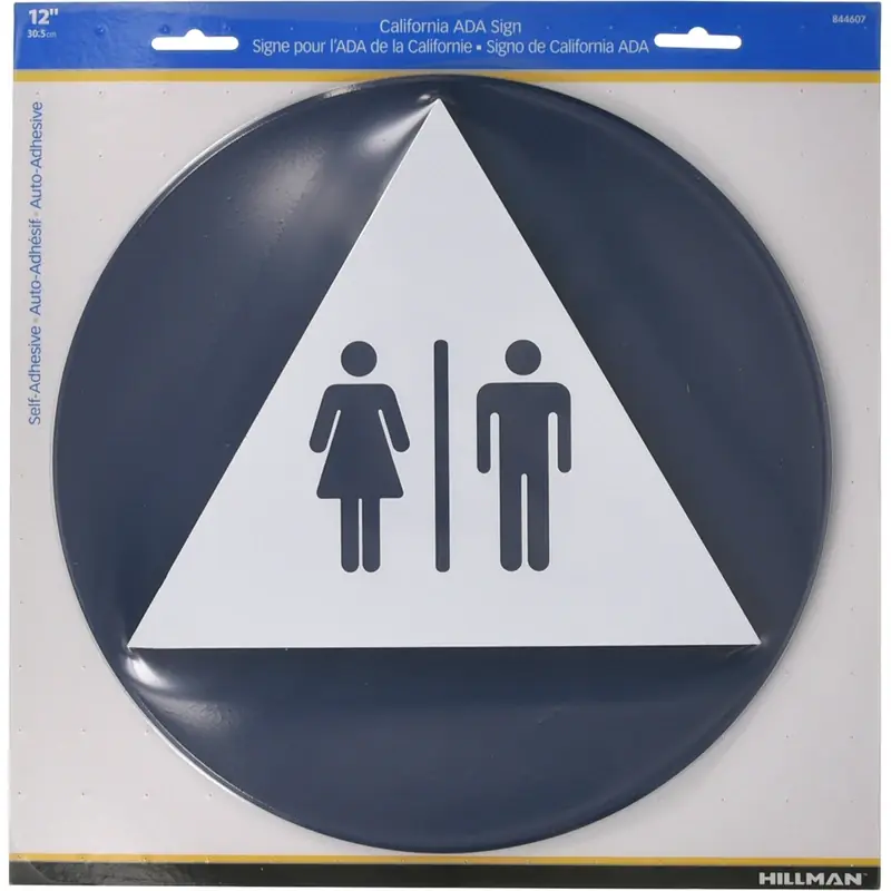 Unisex Restroom Sign, California Ada Compliant Triangle And Circle, 12-in.