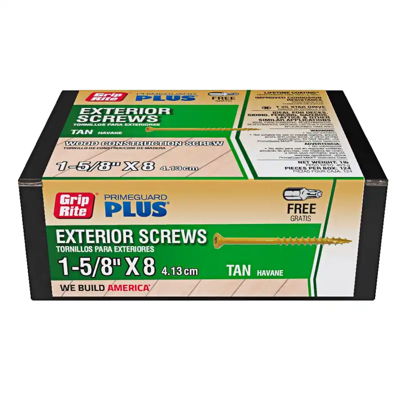 Grip-rite Primeguard Plus 1-5/8 In. L Tan Star Bugle Head Deck Screws 1 Lb 147 Pk