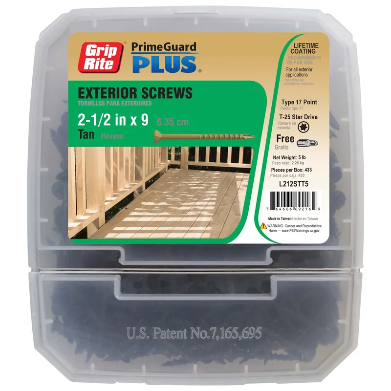 Grip-rite Primeguard Plus 2-1/2 In. L Tan Star Bugle Head Deck Screws 5 Lb 435 Pk