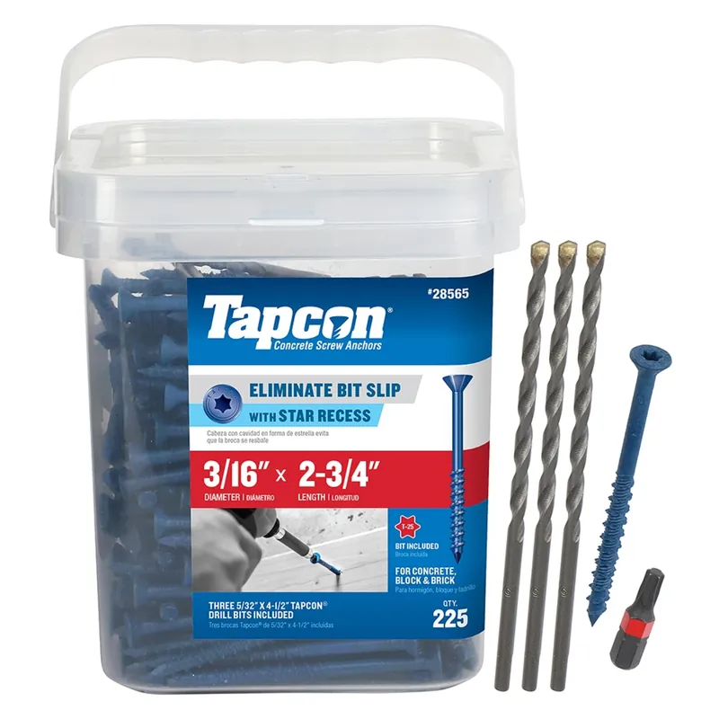3/16 In. In. X 2-3/4 In. L Star Flat Head High/low Concrete Screws