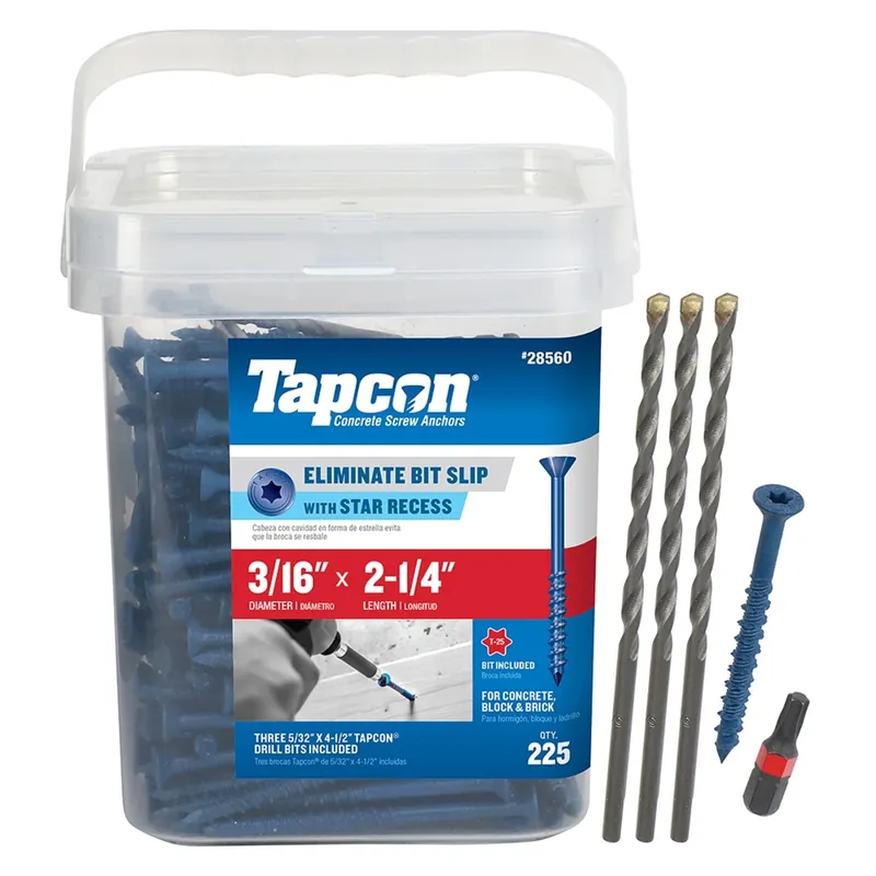 3/16 In. In. X 2-1/4 In. L Star Flat Head High/low Concrete Screws