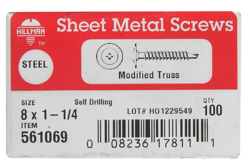 No. 8 Ga. X 1-1/4 In. L Phillips Truss Head Self-drilling Screws 100 Pk